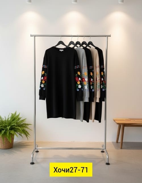 платье с вышитыми рукавами,женское платье,женское платье с длинным рукавом и цветочной вышивкой,трикотажные женские платья,платье свитшот