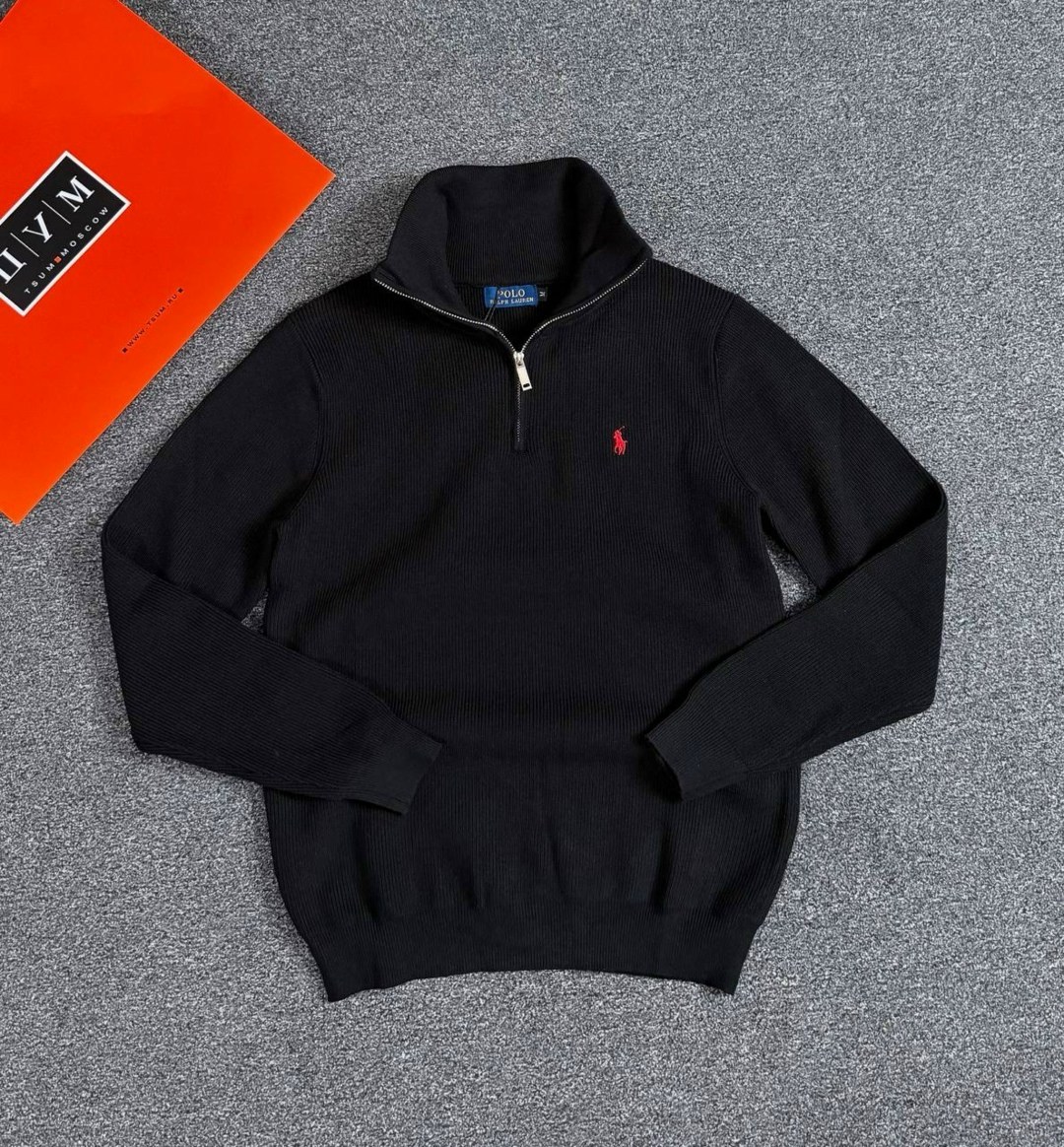 хлопковый свитер на молнии 1/4 polo ralph lauren polo black,свитер polo ralph lauren,кофта мужская ralph lauren,мужской хлопковый свитер сетчатой вязки с молнией на четверть polo ralph lauren черный,p