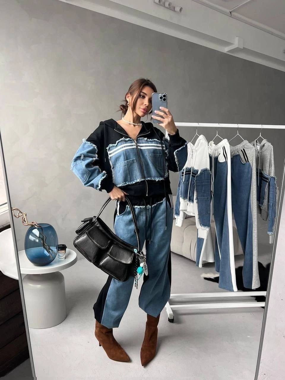 стиль спорт шик,костюм джинсовый,стильные костюмы,куртка джинсовый,женские спортивные костюмы