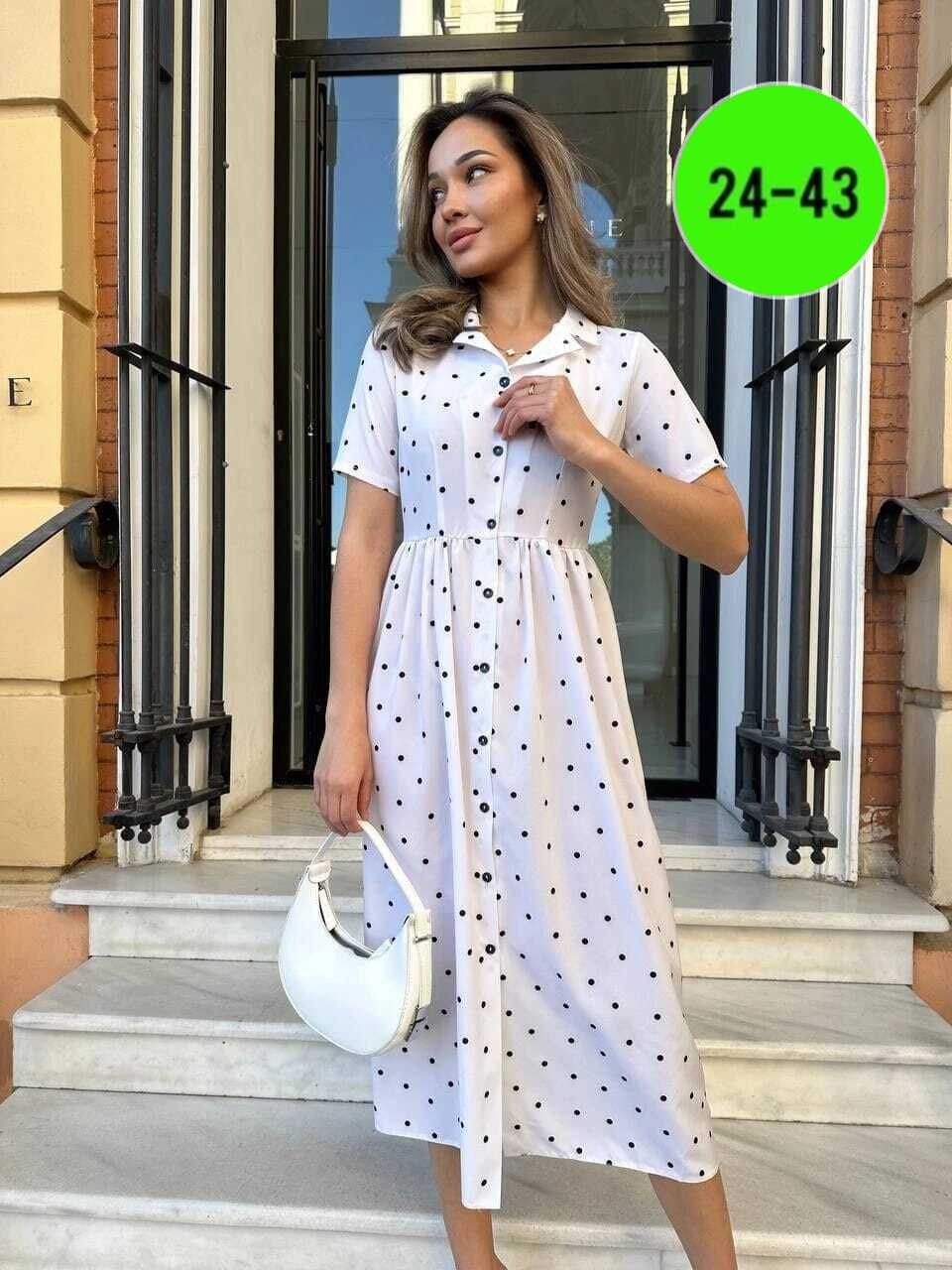 женское платье миди в горошек,женское платье ткань софт,стильное платье,платье миди,платье женской