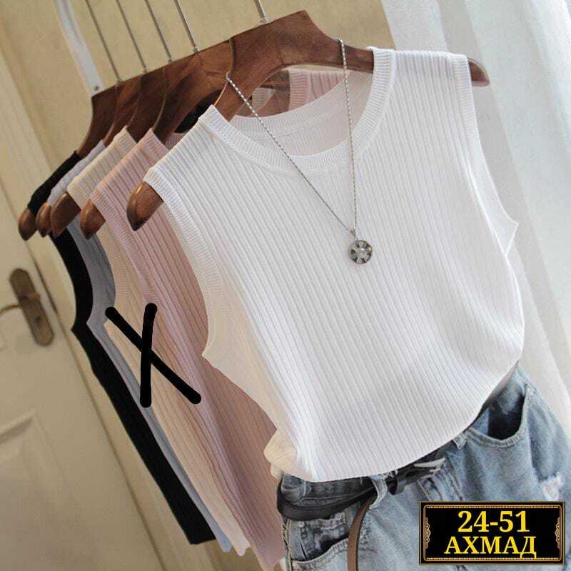 женский вязаный жилет,модные вязаные жилеты,блузка с круглым вырезом,топы модные,вязаная майка