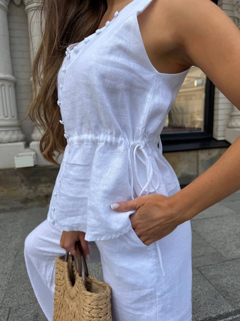 костюм белый брючный,брючный льняной костюм,костюм женский льняной,костюм из льна,брючный костюм