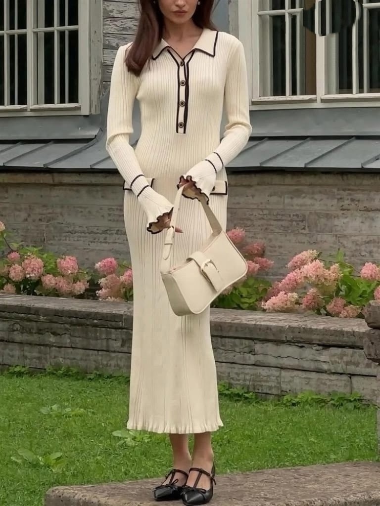 вязаное длинное платье,вязаное платье макси,вязаные платья,трикотажное платье,приталенное трикотажное платье макси в рубчик