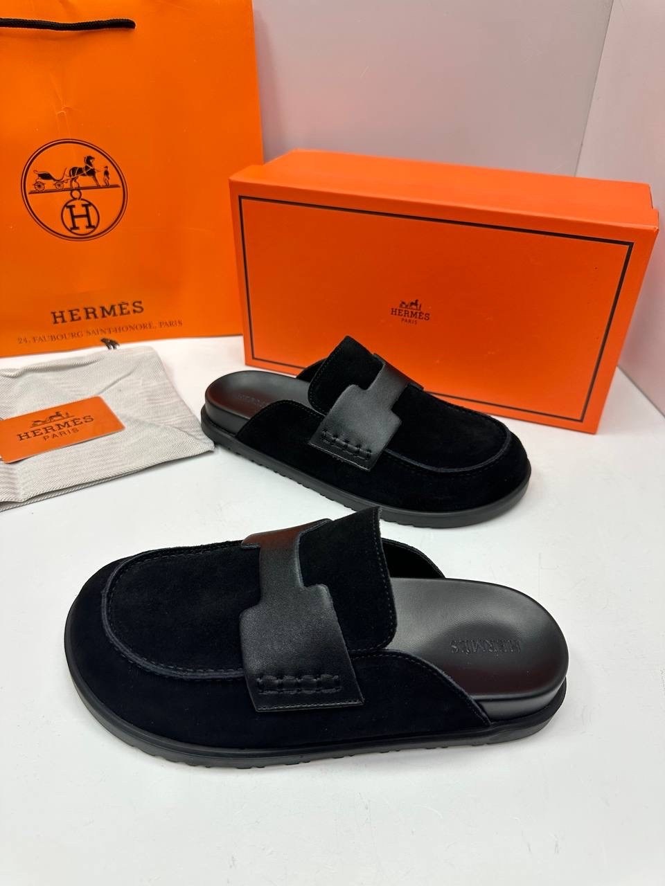 мюли hermes,мюли hermes черные,,hermes шлепанцы, hermes