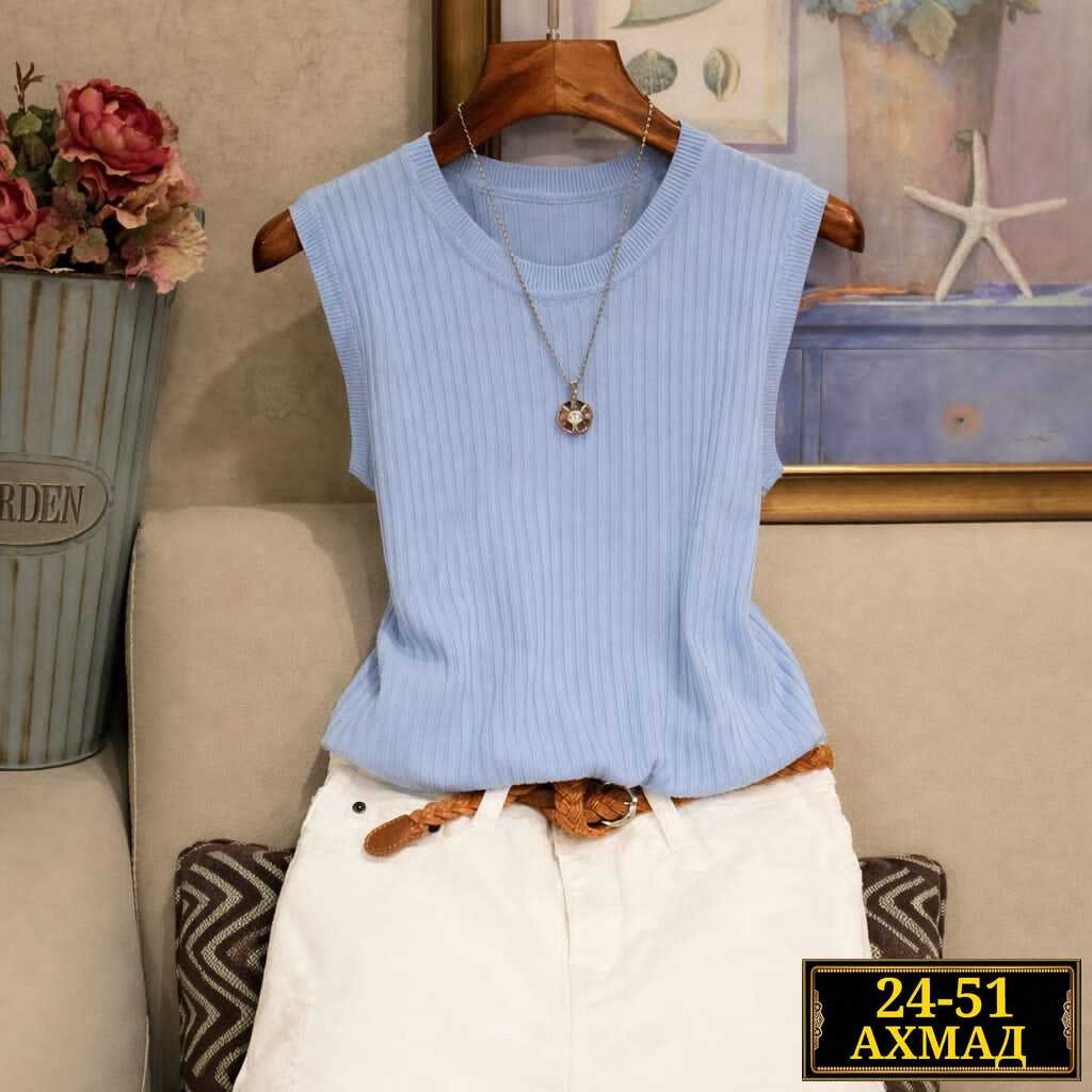 женский вязаный жилет,модные вязаные жилеты,блузка с круглым вырезом,топы модные,вязаная майка