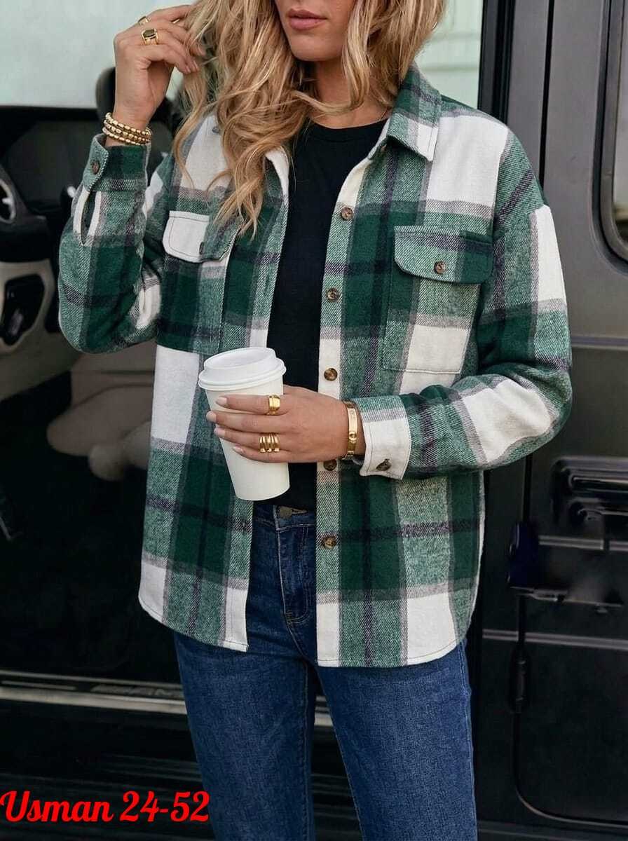 рубашка женская клетка оверсайз теплая,женская повседневная винтажная клетчатая рубашка-топ s светло-зеленый,теплая рубашка ,рубашка в клетку,клетчатая куртка