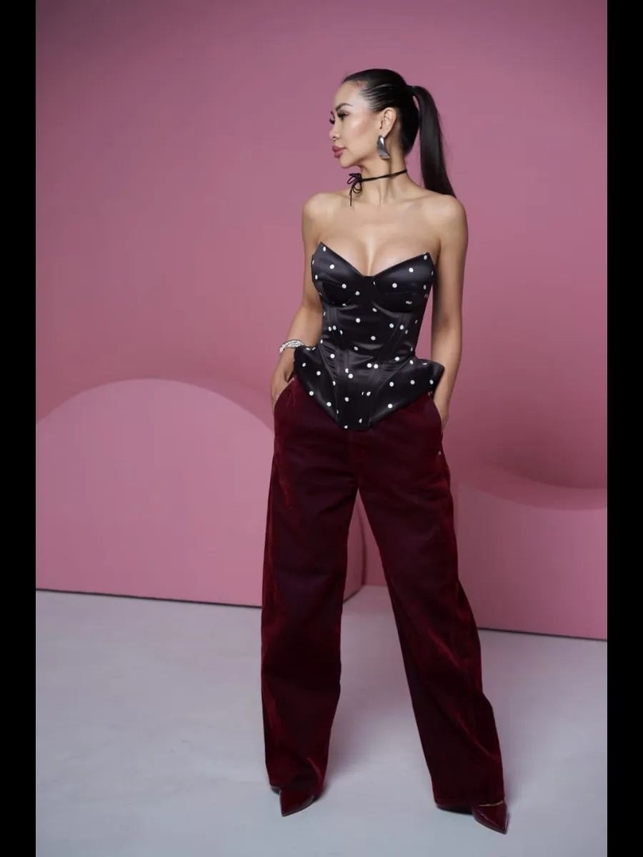 корсет в горошек,корсет женский,корсет топ,корсет атласный,корсет