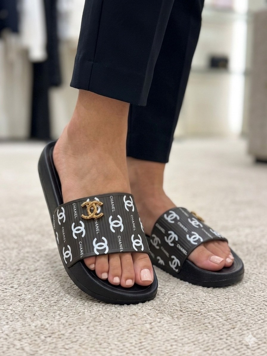 шлепанцы chanel,,тапочки chanel,модные тапочки,тапочки для женщин в стиле chanel