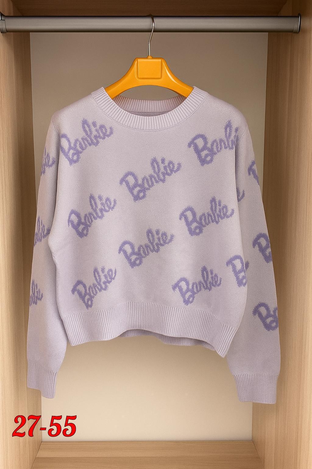 свитер оверсайз с надписью barbie,свитер оверсайз вязаный barbie lucky fashion,женская кофта,женский свитер,молодежный свитер оверсайз барби