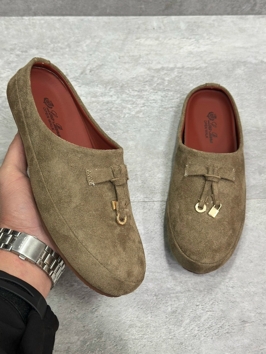 ,лоферы loro piana,замшевые мюли,женская ,тапочки замшевые