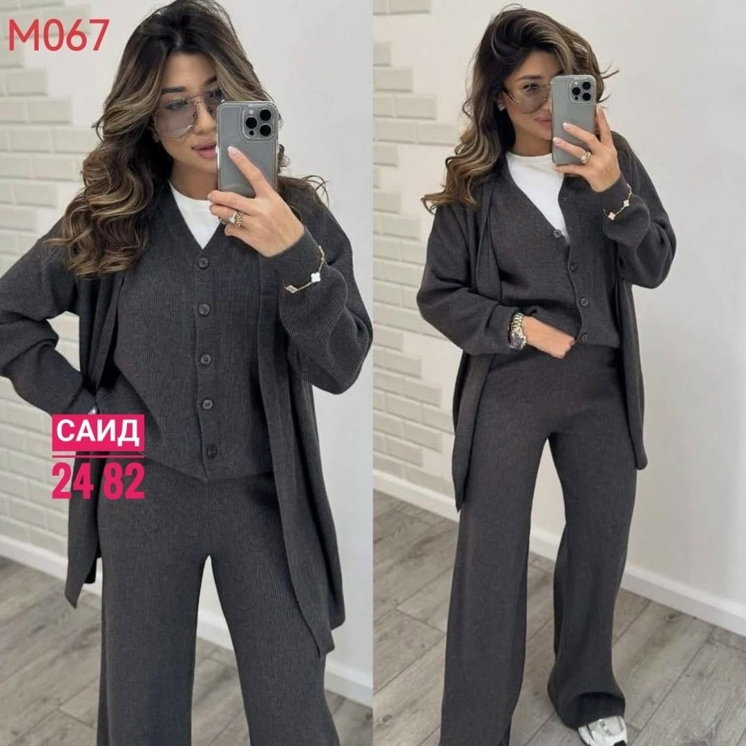 трикотажный костюм тройка,трикотажные костюмы,костюм тройка женский,женские брючные костюмы,серый брючный костюм
