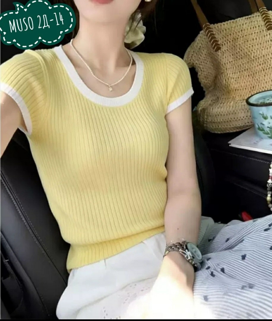 трикотажный топ,вязаная футболка,женская майка,топ с круглым вырезом,футболки женская