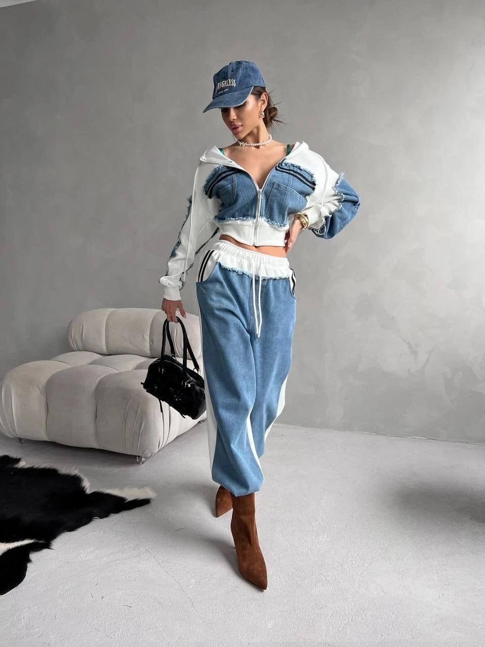 стиль спорт шик,костюм джинсовый,стильные костюмы,куртка джинсовый,женские спортивные костюмы