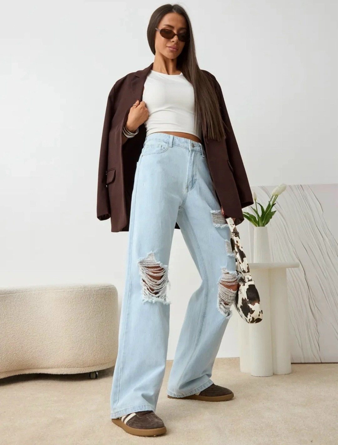 джинсы широкие рваные,женские джинсы,джинсы палаццо широкие,джинсы палаццо,женские джинсы и брюки