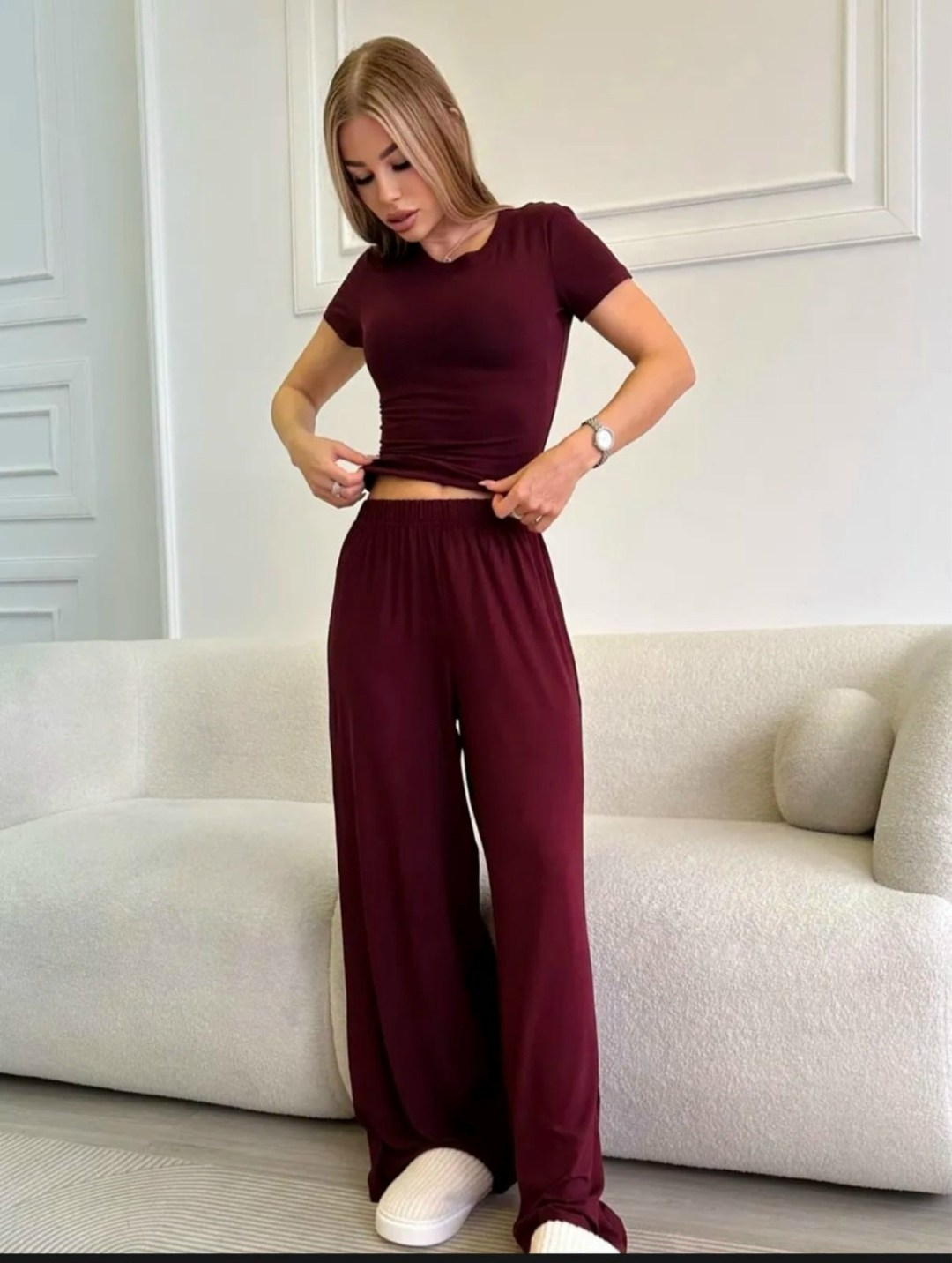 костюм женский с брюками палаццо,модные образы,модные наряды,костюм с брюками арт. 10312238,длинные брюки