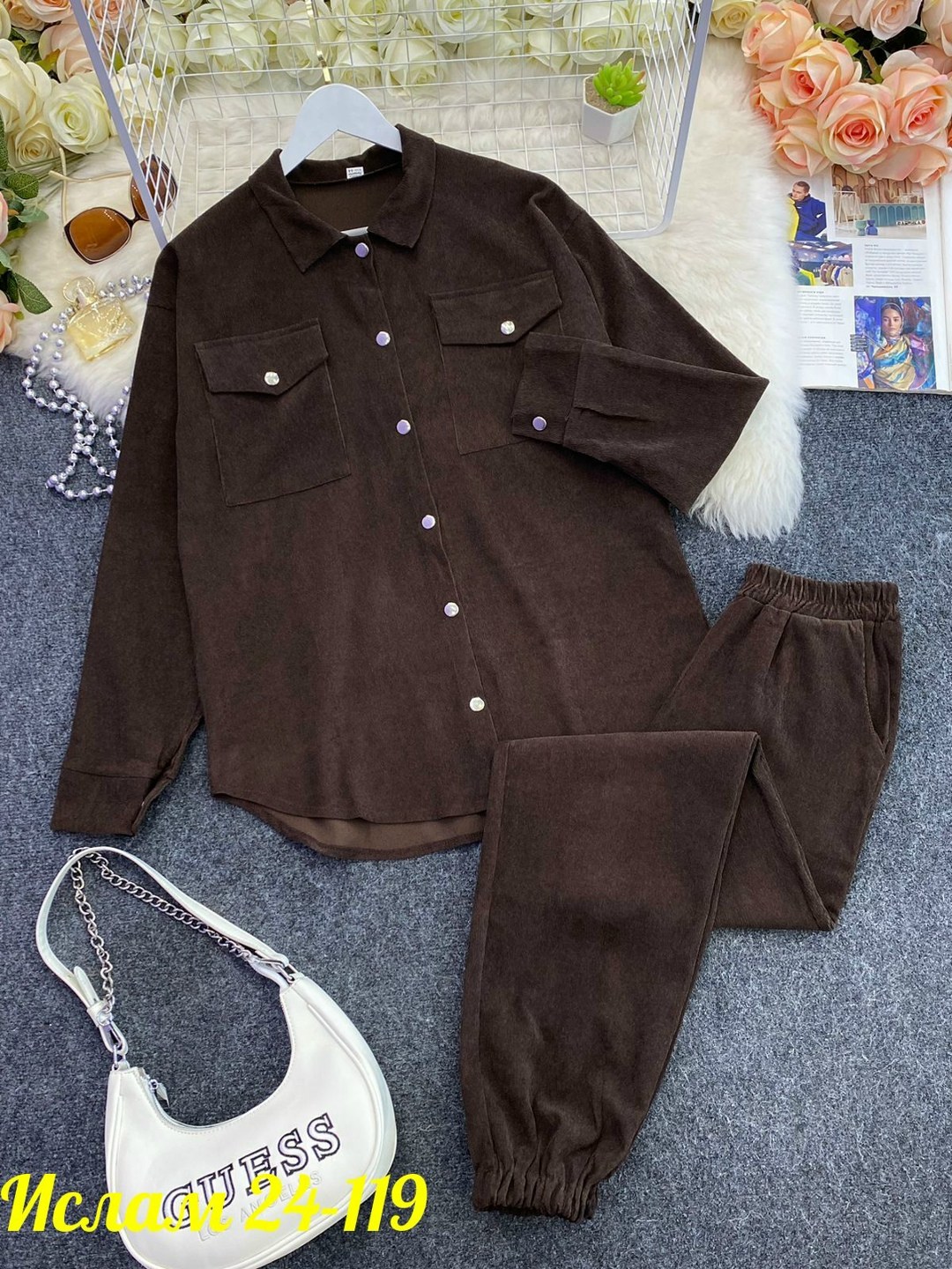 вельветовые костюмы женские рубашка и штаны,костюм вельветовый больших размеров magico 170318199,костюм женский,замшевый костюм женский с брюками,костюм двойка вельвет