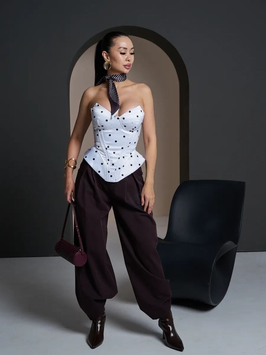 корсет в горошек,корсет женский,корсет топ,корсет атласный,корсет