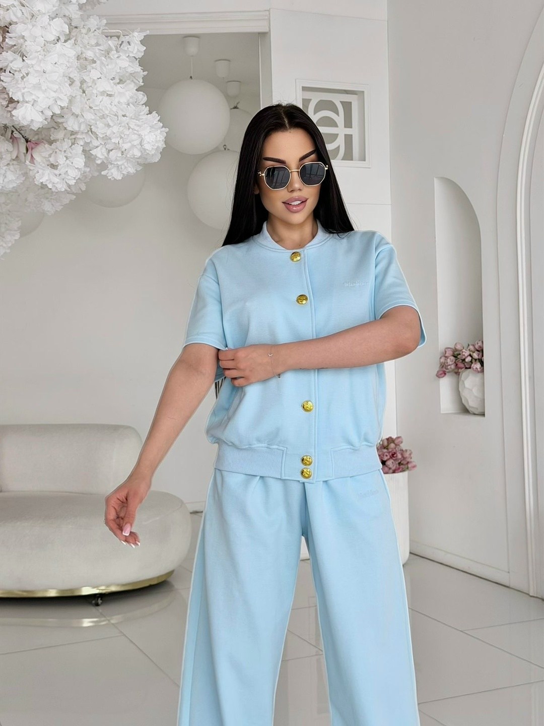 брючный костюм,костюм с рубашкой,голубой брючный костюм,костюм с брюками,комплект брючный
