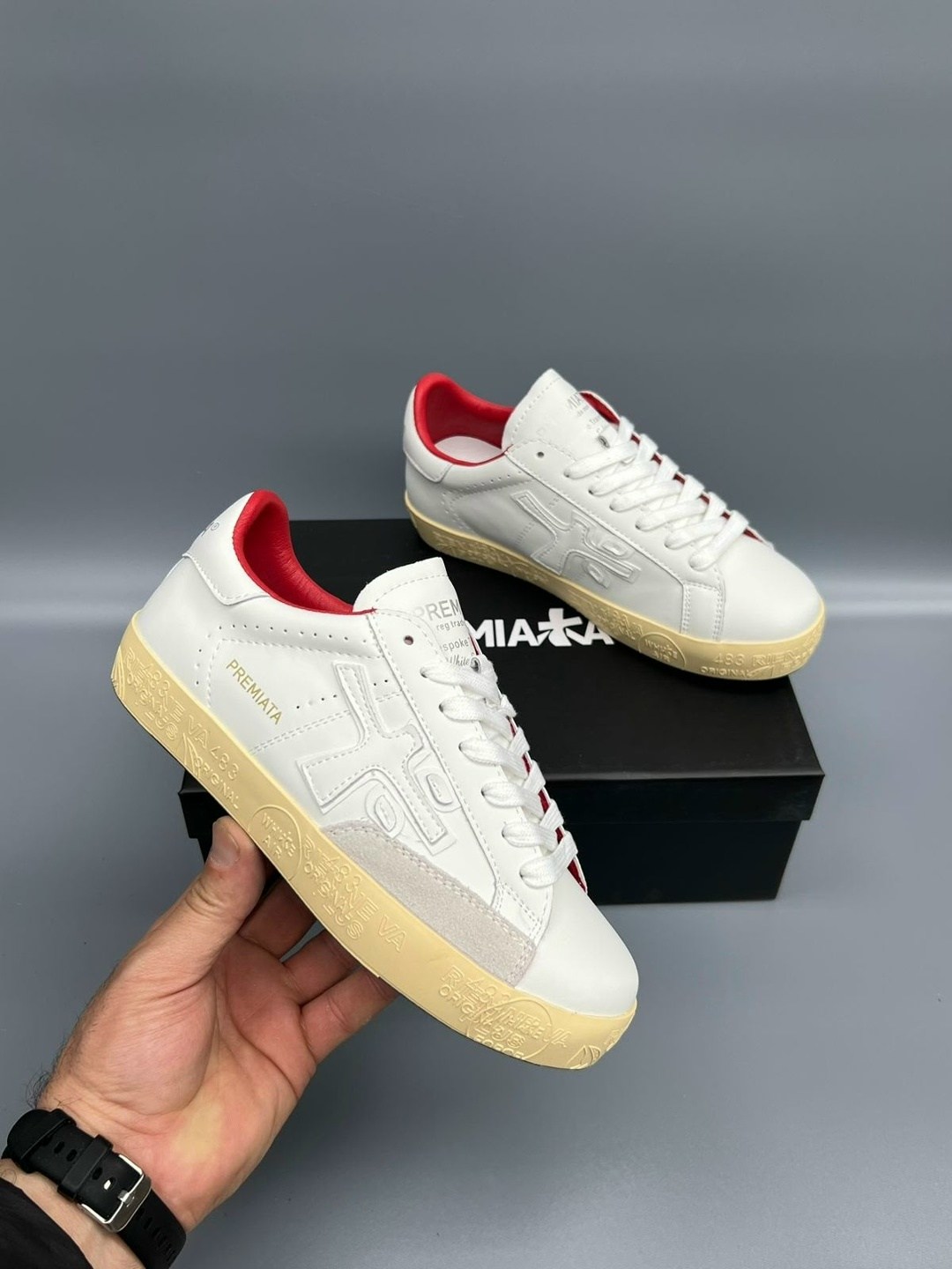 кроссовки premiata,кроссовки мужские premiata,кожаные низкие кеды steve premiata,кеды premiata,белые мужские кеды premiata