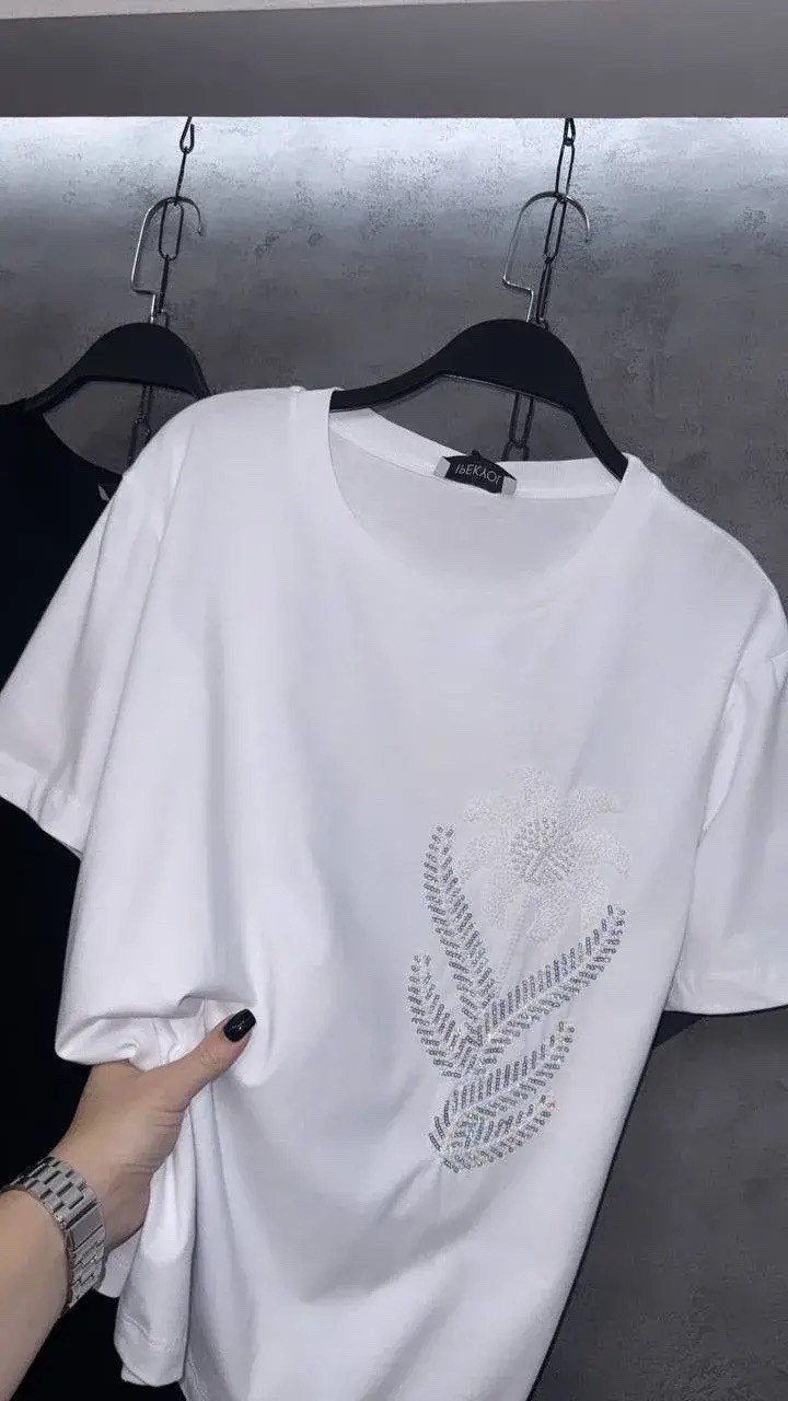 футболки женская,китайские футболки со стразами,белая женская футболка,футболка со стразами,футболки белые