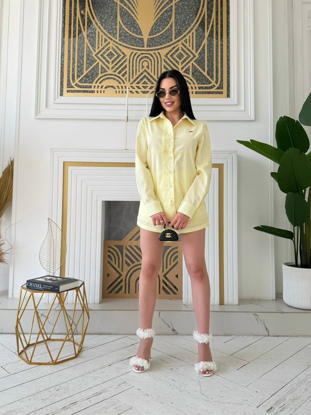 женский костюм с шортами,рубашка модная,желтая рубашка,костюм с шортам,рубашка льняная