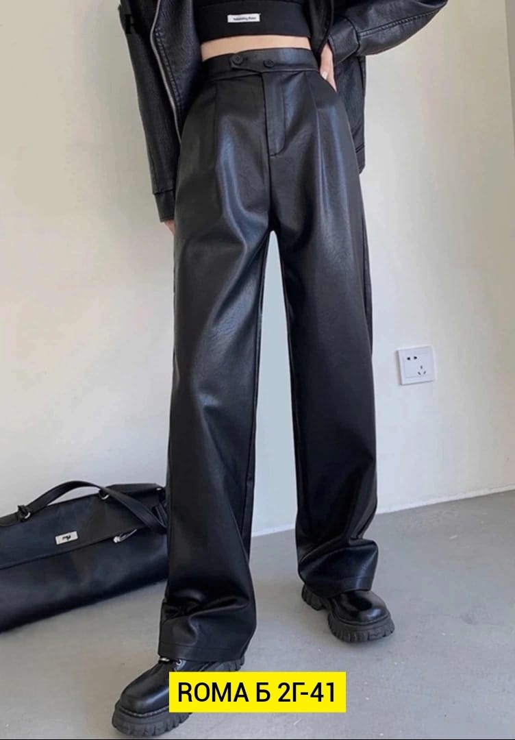 брюки из экокожи,женские широкие брюки из высококачественной искусственной кожи,женские брюки черные,женские черные брюки из искусственной кожи с высокой талией и широкими штанинами,брюки женские из и