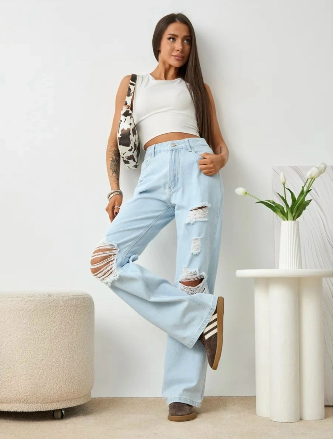 джинсы широкие рваные,женские джинсы,джинсы палаццо широкие,джинсы палаццо,женские джинсы и брюки