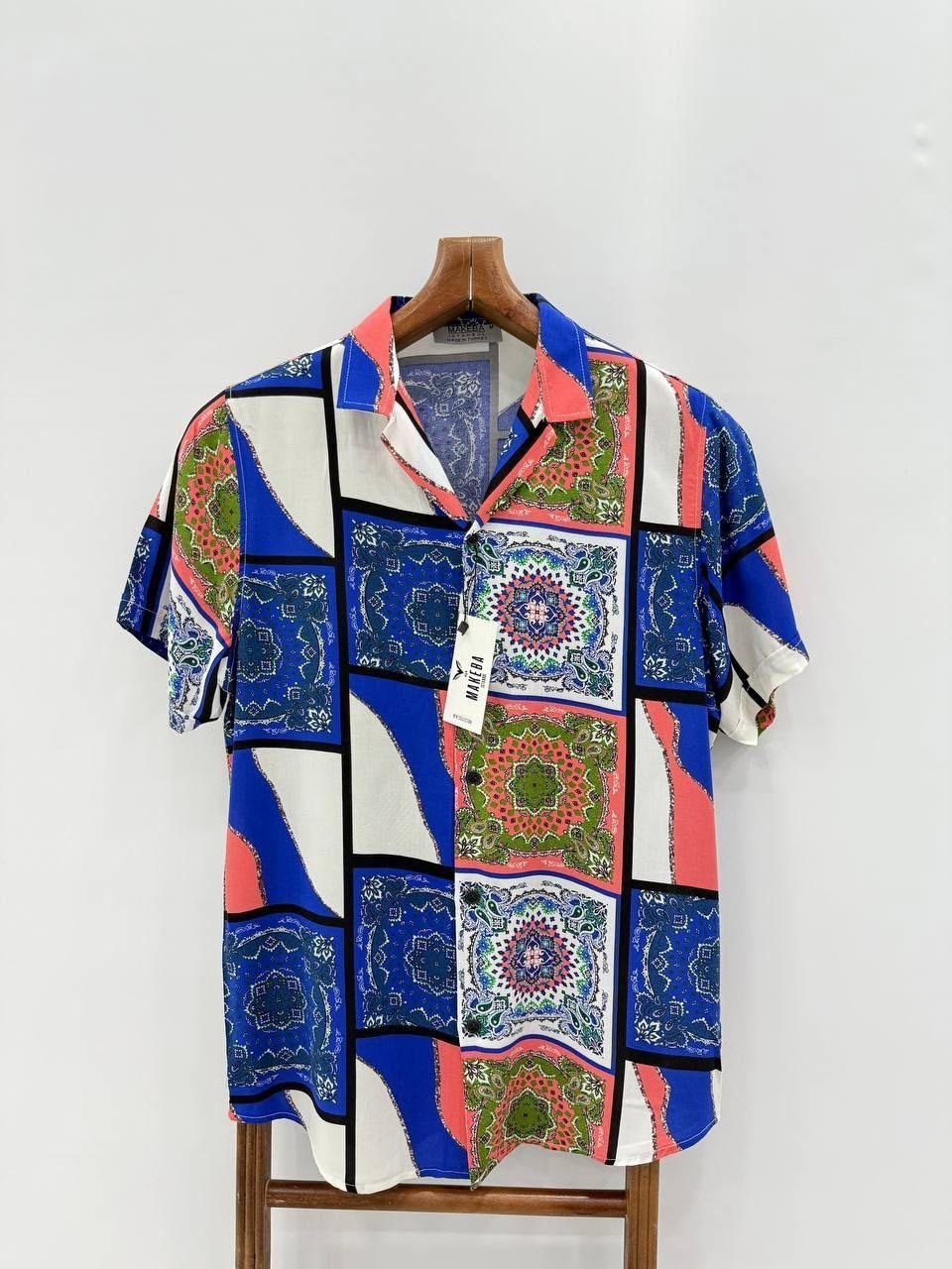 рубашка мужская,рубашка повседневная,рубашка с принтом,рубашка с короткими рукавами и принтом,мужская рубашка с принтом