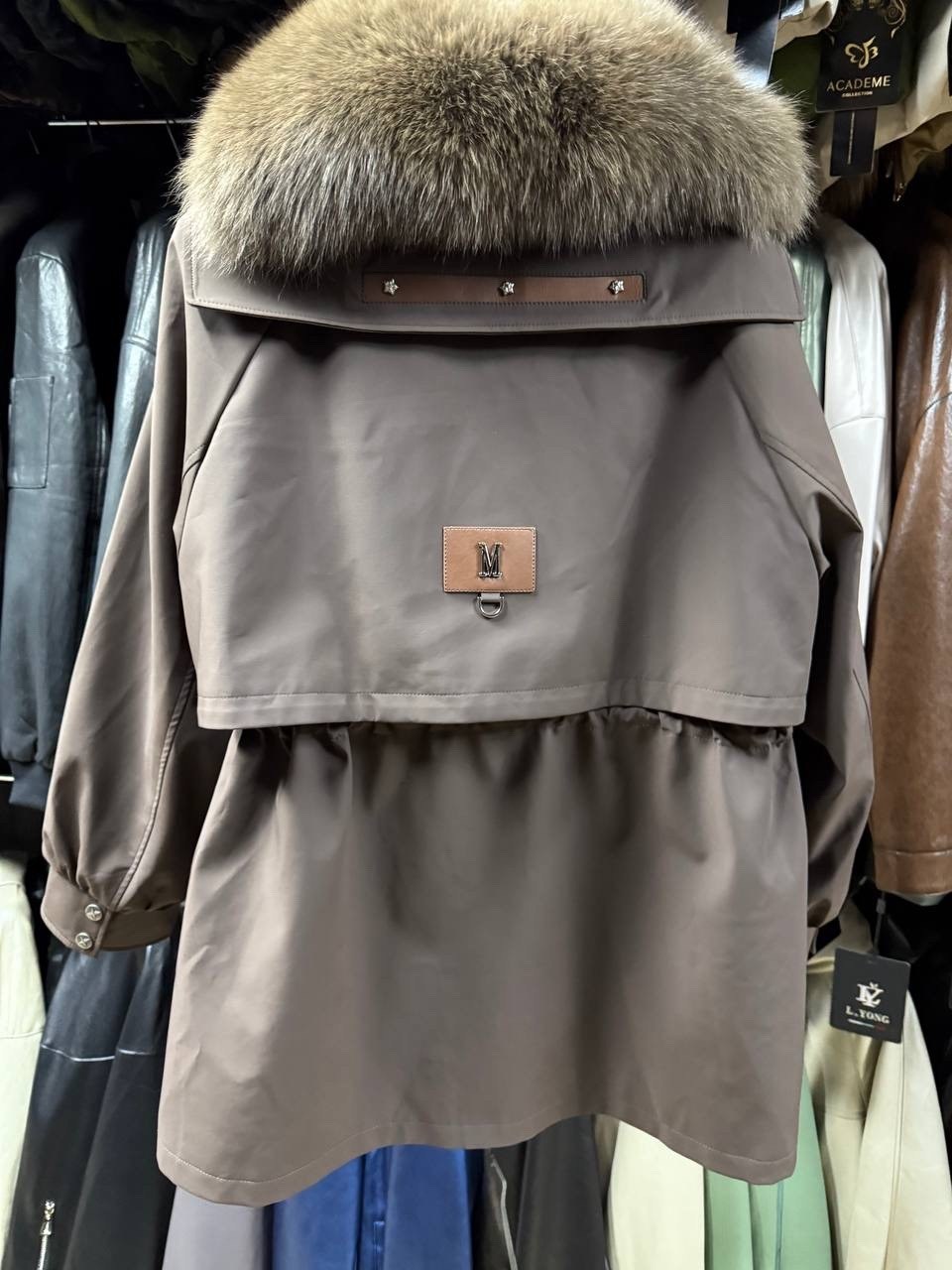 парка elya brand коричневый,парка женская,парка женская с натуральным мехом,куртка парка,зимние женские парки