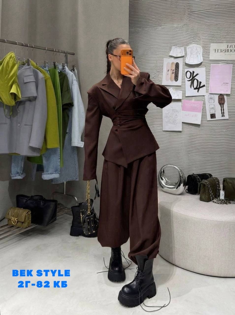 брючный костюм,пикантный уличный костюм mnealways18 из двух предметов, блейзер на шнуровке и брюки,мода стиль,мода модная