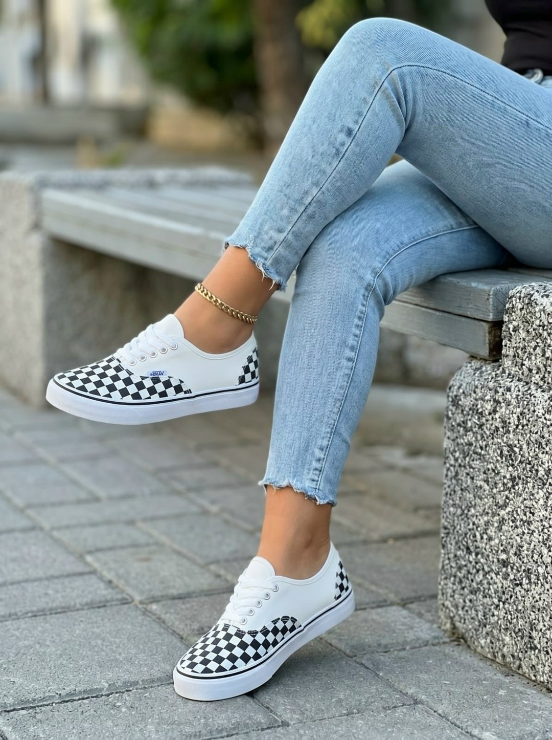 ,модные кеды,повседневная ,vans authentic checkerboard,женская