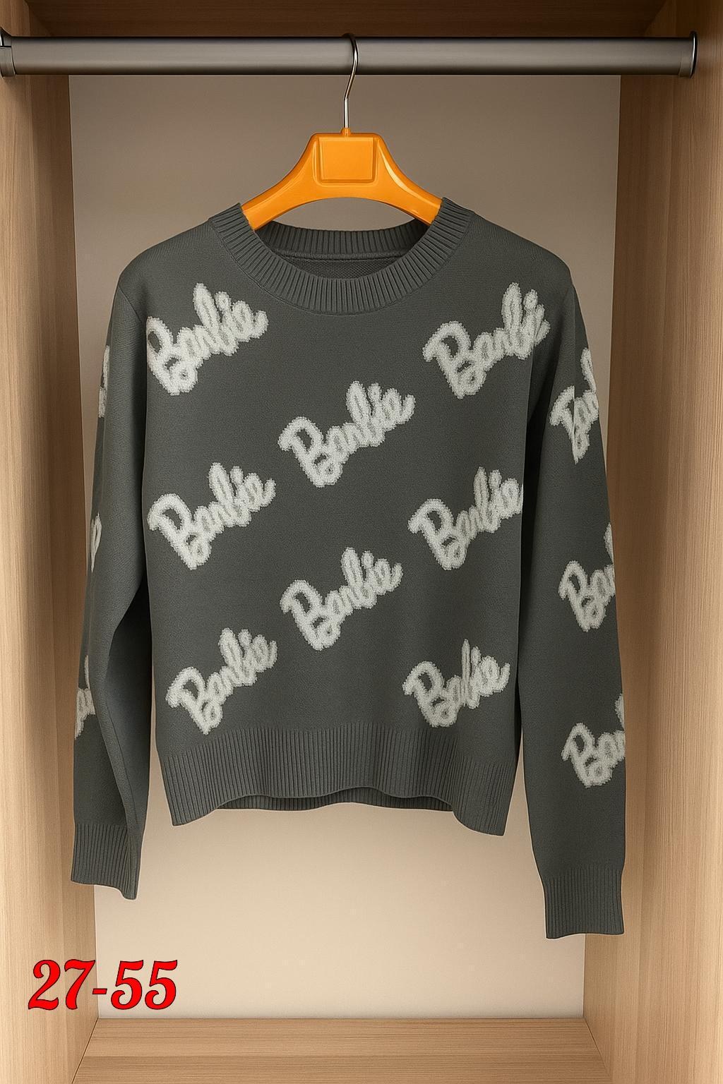 свитер оверсайз с надписью barbie,свитер оверсайз вязаный barbie lucky fashion,женская кофта,женский свитер,молодежный свитер оверсайз барби