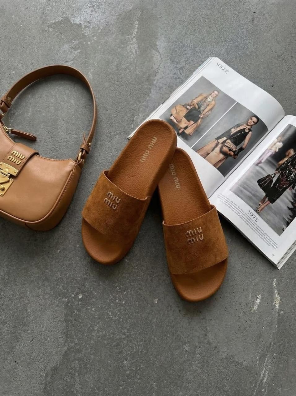 шлепанцы женские,шлепки miu miu,,шлепанцы коричневые miu miu,летние женские шлепанцы