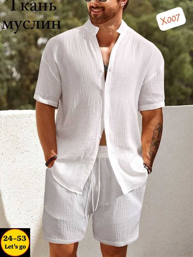 летний мужской костюм,мужской костюм двойка шорты+рубашка,мужской стиль,мужской костюм двойка шортырубашка из высокого,мужская летняя одежда