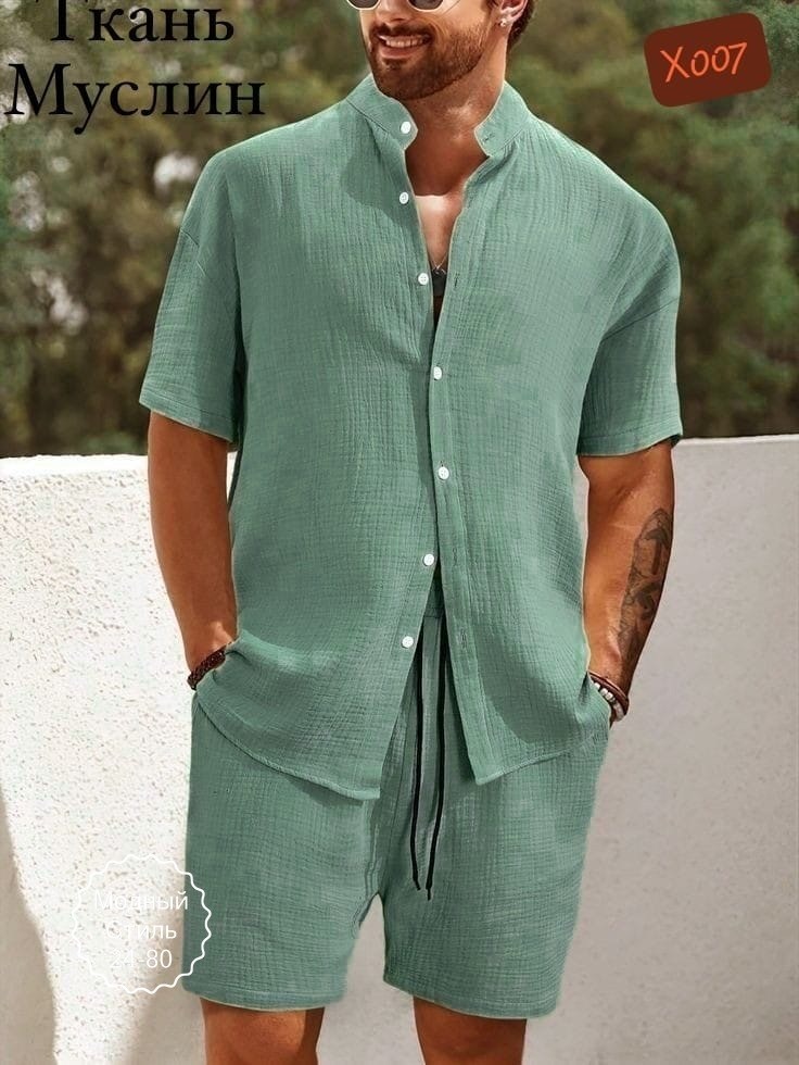 мужской костюм двойка шорты+рубашка,летний мужской костюм,мужской стиль,мужской костюм двойка шортырубашка из высокого,мода для мужчин