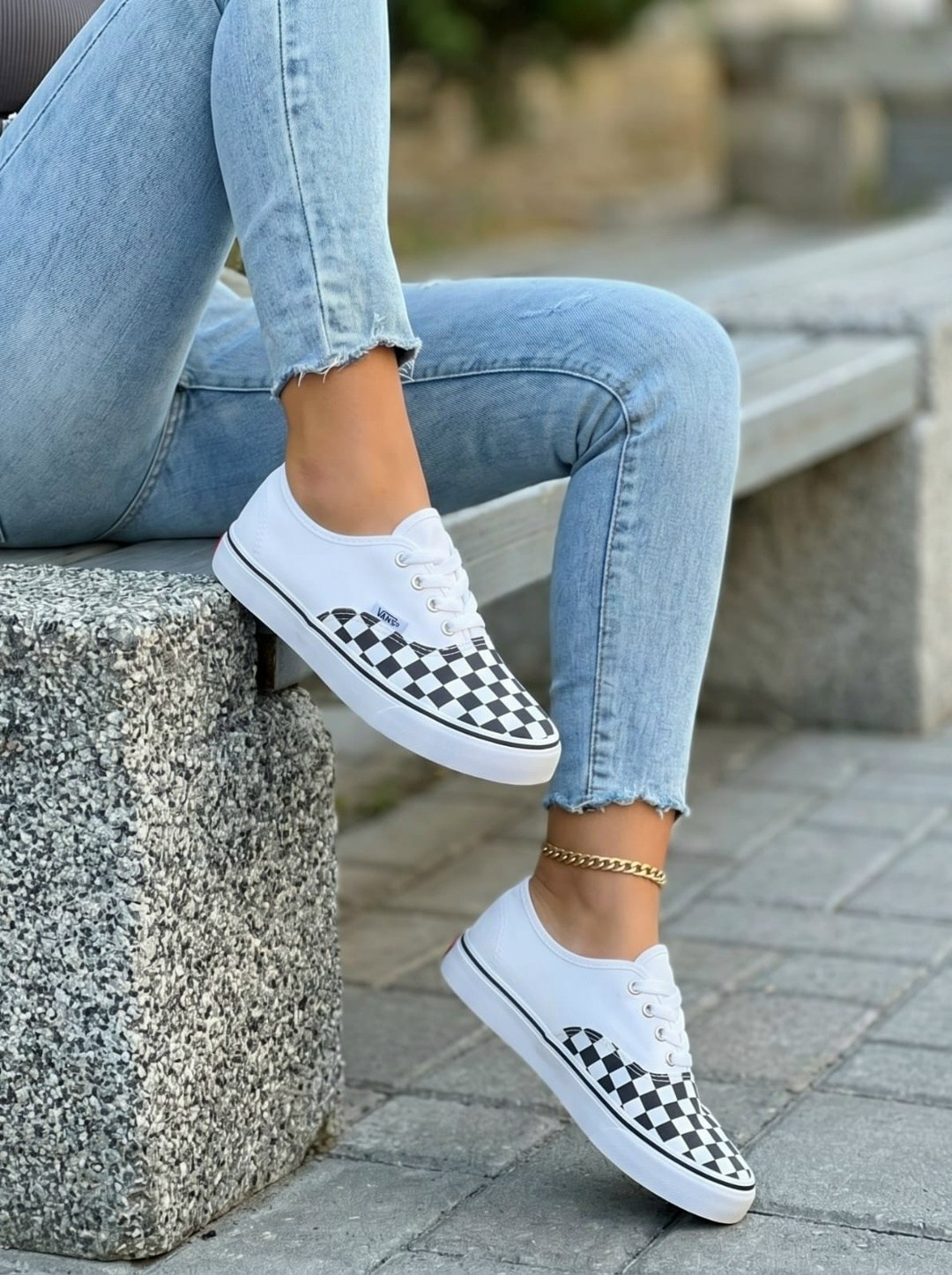 ,модные кеды,повседневная ,vans authentic checkerboard,женская