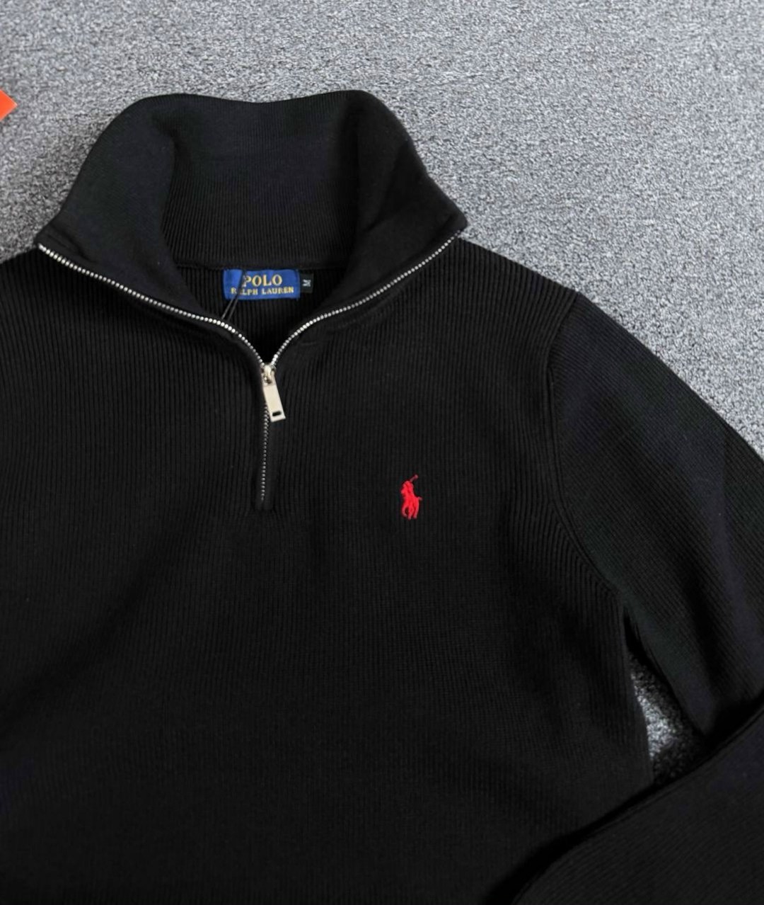 хлопковый свитер на молнии 1/4 polo ralph lauren polo black,свитер polo ralph lauren,кофта мужская ralph lauren,мужской хлопковый свитер сетчатой вязки с молнией на четверть polo ralph lauren черный,p