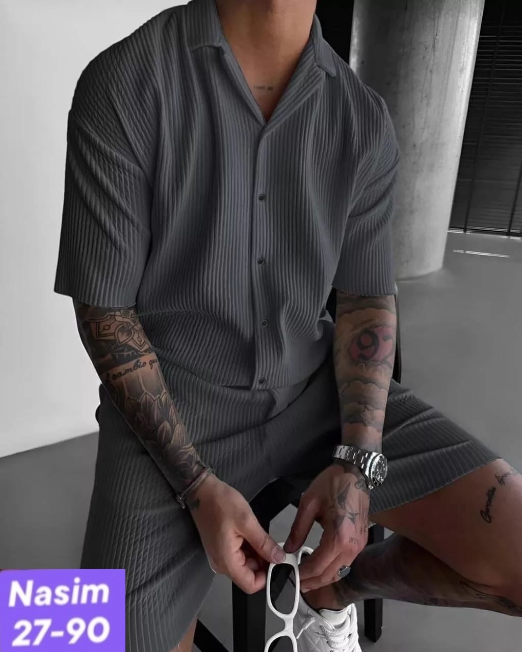 мужской летний костюм,костюм с шортами мужской,мужская мода,костюм рубашка и шорты,костюм летний с рубашкой и шортами