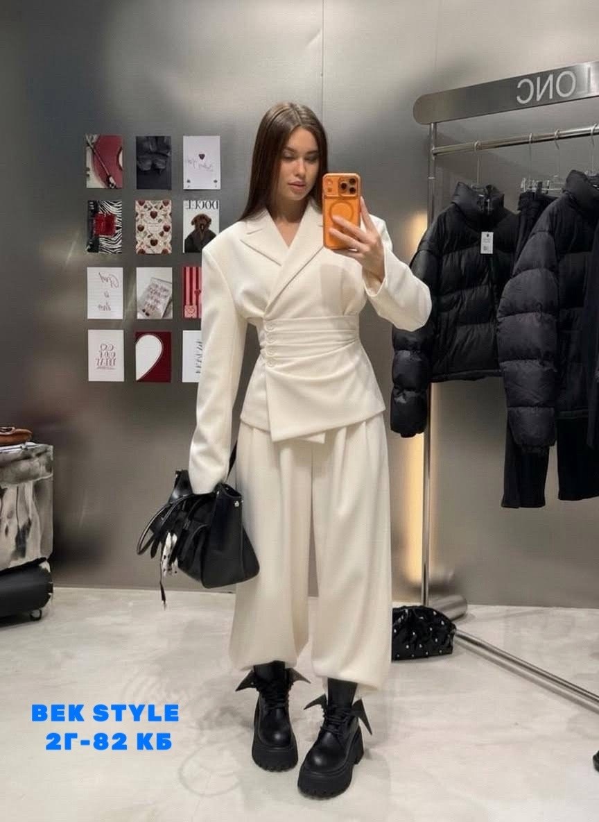 брючный костюм,пикантный уличный костюм mnealways18 из двух предметов, блейзер на шнуровке и брюки,мода стиль,мода модная