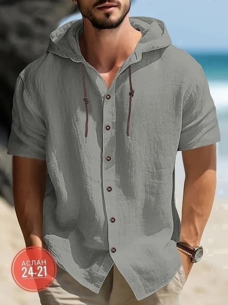 рубашка с капюшоном,рубашка мужская белая,рубашка мужская с капюшоном,летние рубашки,мужская повседневная рубашка