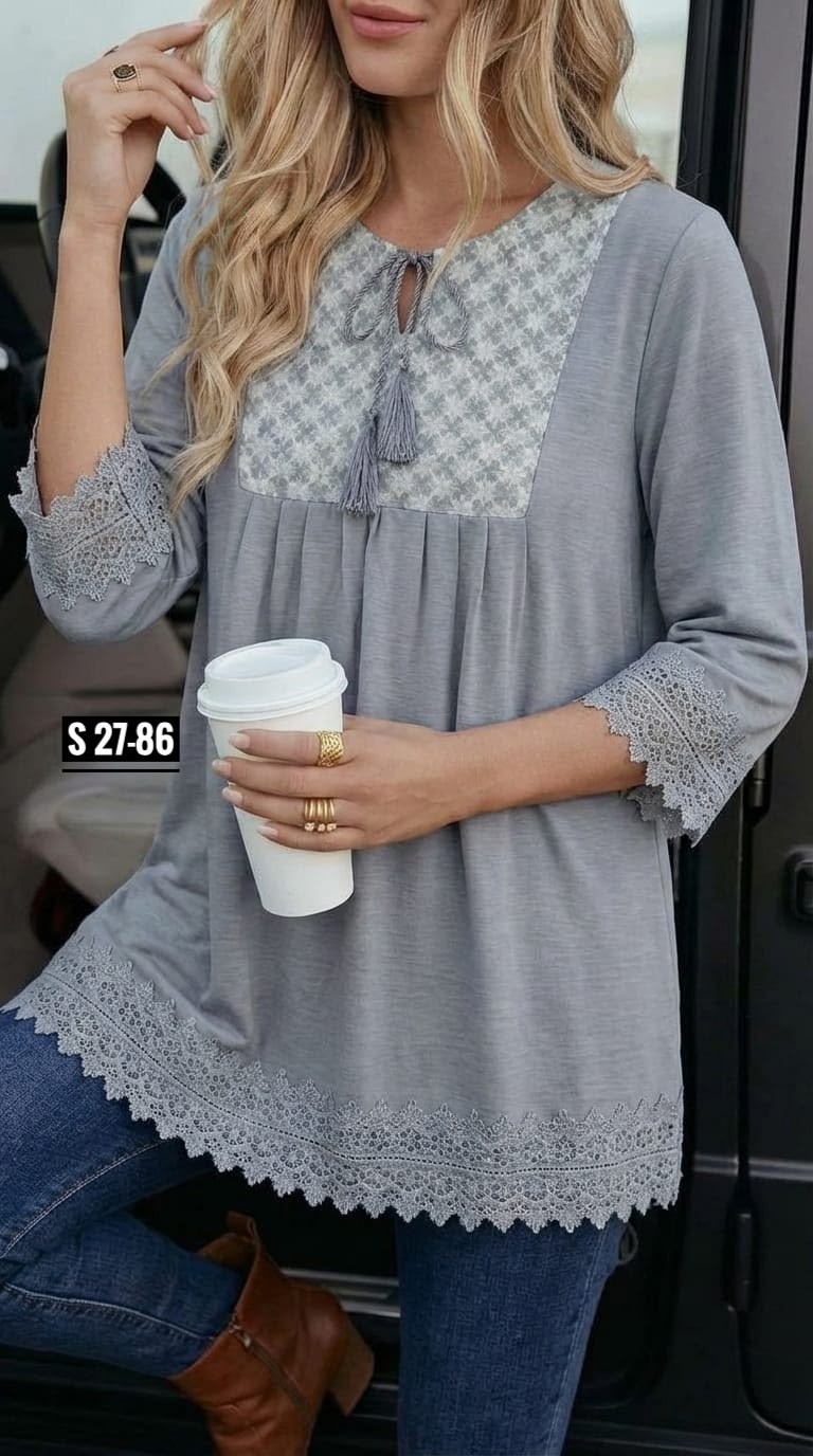 серая блузка с кружевами,блузка с кружевной отделкой,блузка в народном стиле,кружевная блузка,женская блузка