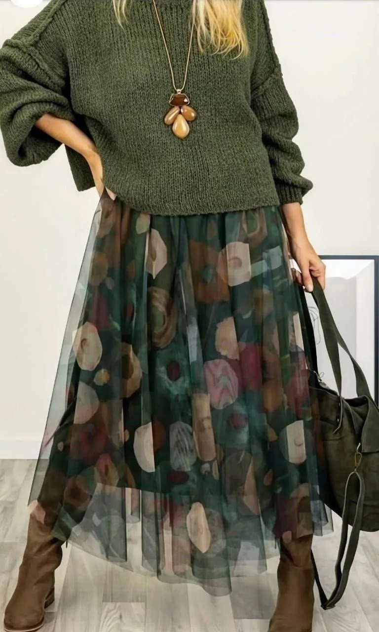 шифоновая юбка,юбка,юбка с принтом,юбка сетка с цветами,юбка средней длины