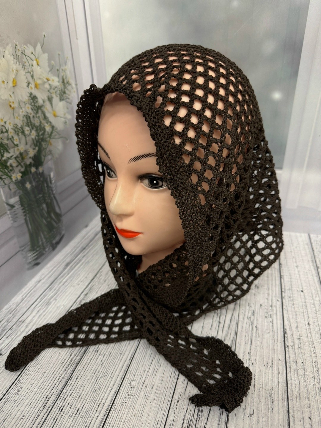 снуд ажурный,косынка вязаная,шапка платок,вязаный платок,косынка крючком
