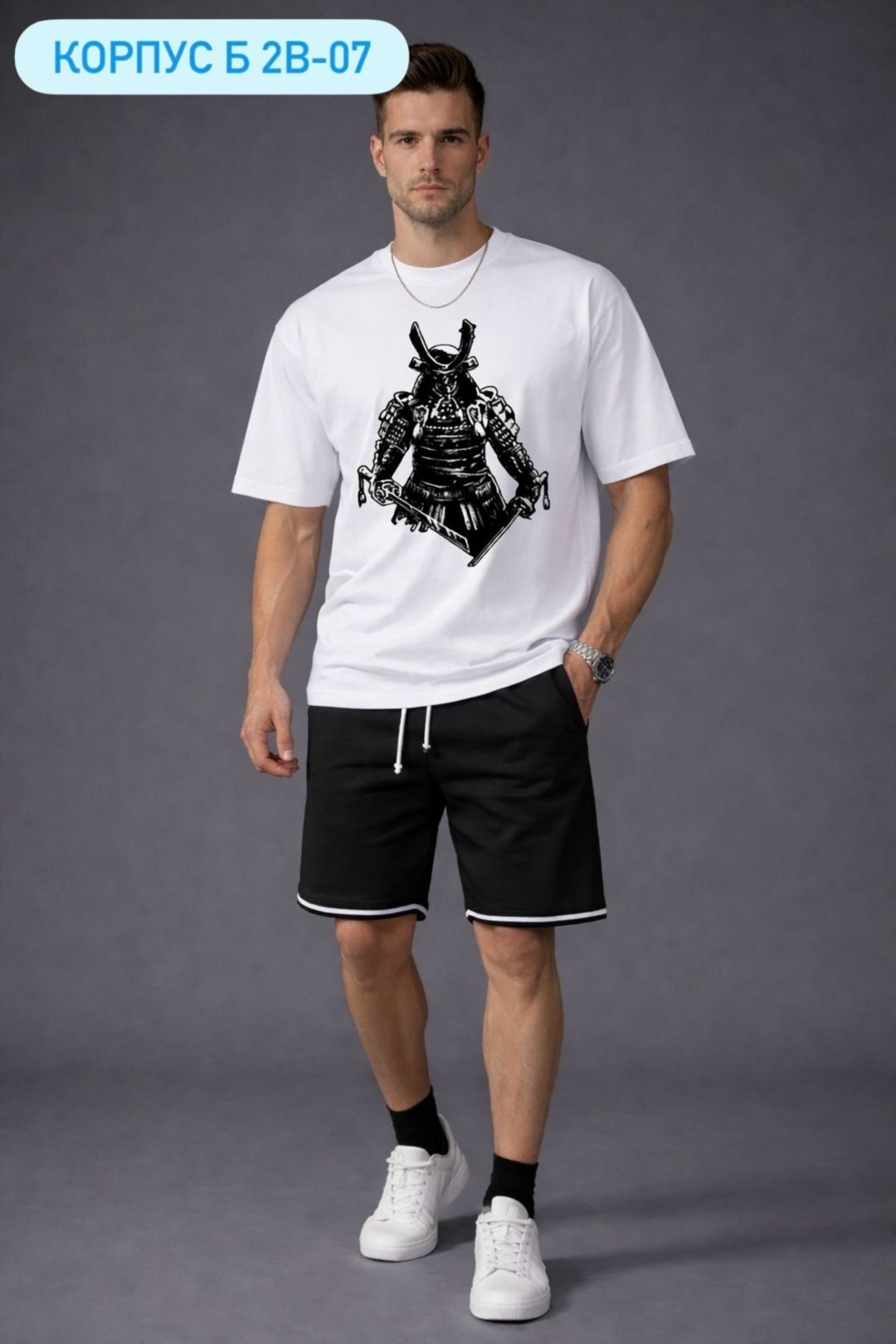 мужская футболка,шорты для мужчин,футболка мужская черная,шорты мужские,футболка с принтом самурай