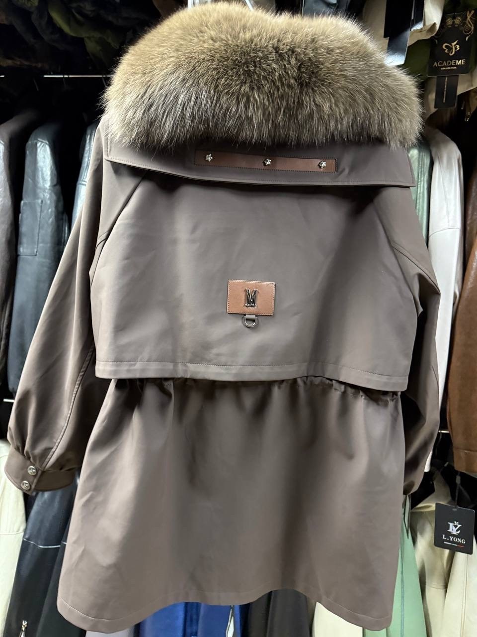 парка elya brand коричневый,парка женская,парка женская с натуральным мехом,куртка парка,зимние женские парки