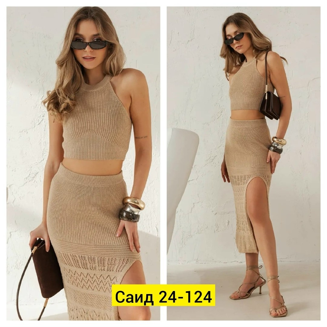 костюм с юбкой,костюм топ и юбка,женский костюм,летний костюм с юбкой,вязаная юбка
