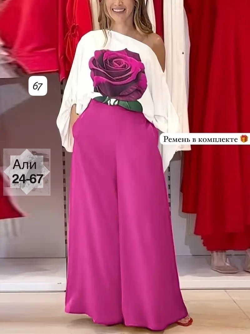 женский костюм двойка,элегантные женские комплекты,модные брюки палаццо,женские костюмы,женский комплект одежды из 2 предметов