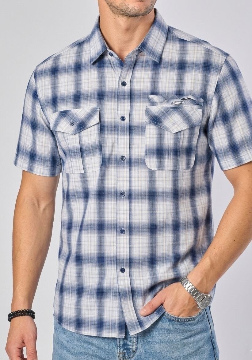рубашка мужская,мужская рубашка с коротким рукавом,рубашка мужская в клетку,рубашка,рубашка в клетку с коротким рукавом
