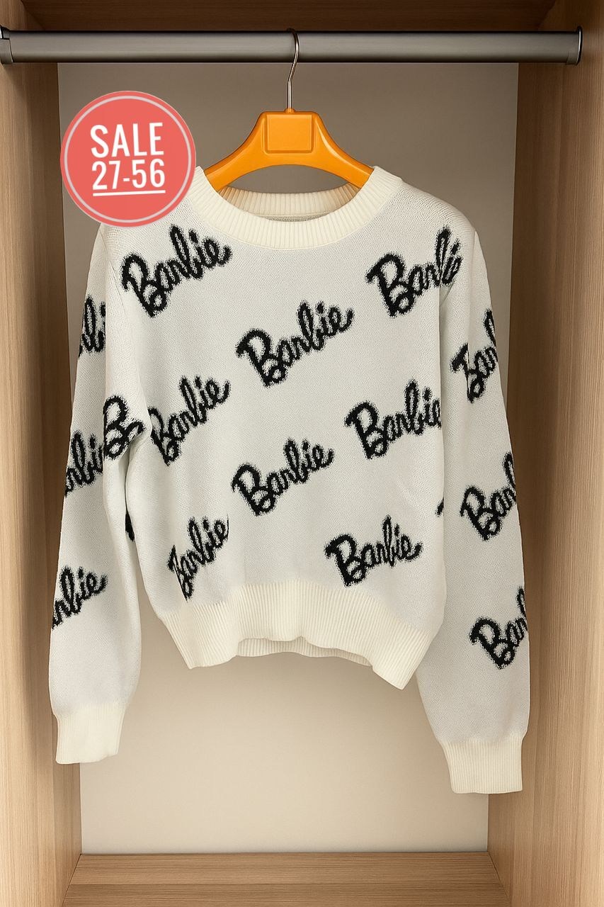 свитер барби,кофта женская,кофта модная,кофта барби,свитшот barbie