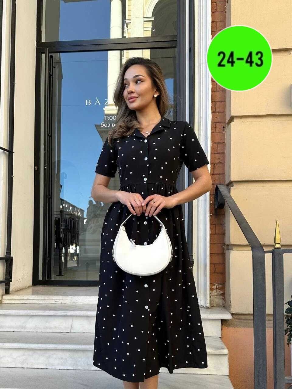 женское платье миди в горошек,женское платье ткань софт,стильное платье,платье миди,платье женской